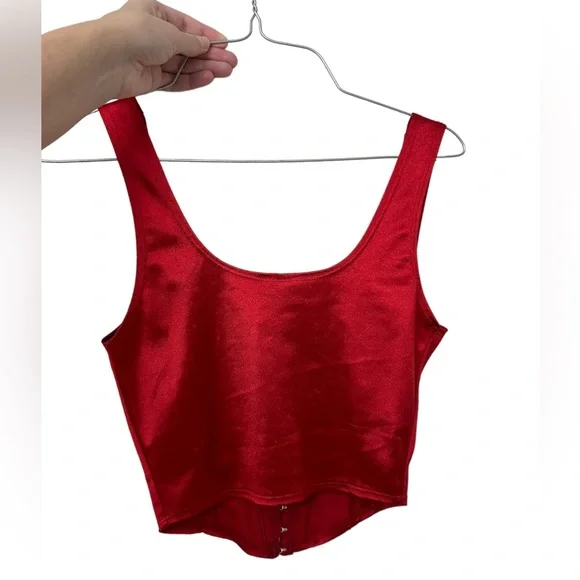 Windsor Red Cropped Corset Top - Picture 2 of 7